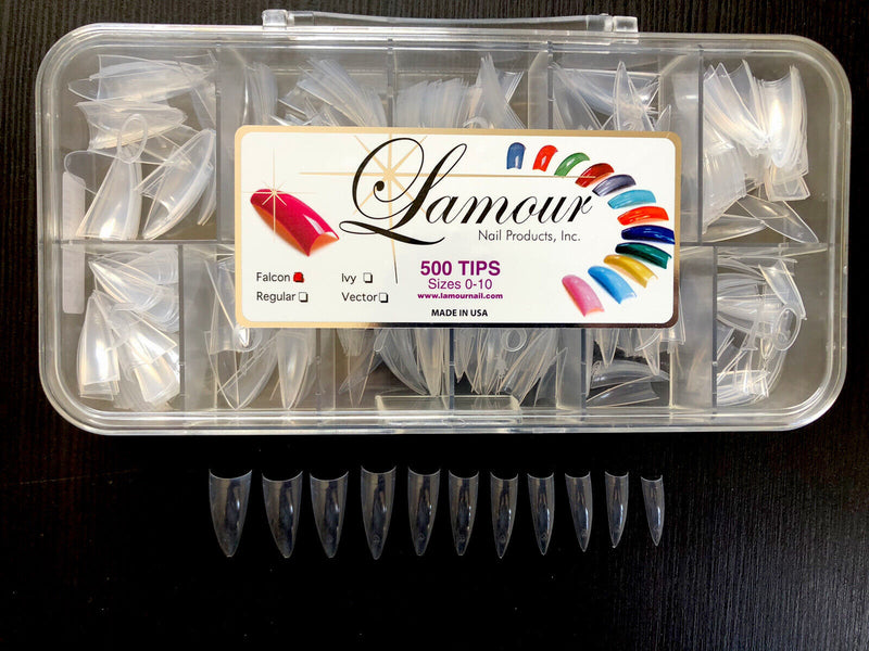 Lamour Falcon Pointy tips - Crystal Clear - Master Nail Supply 