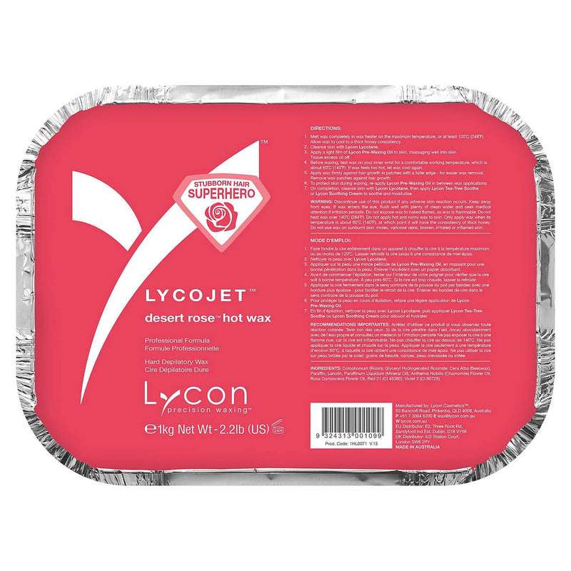 Lycon Lycojet Desert Rose Hot Wax 1kg - Master Nail Supply 