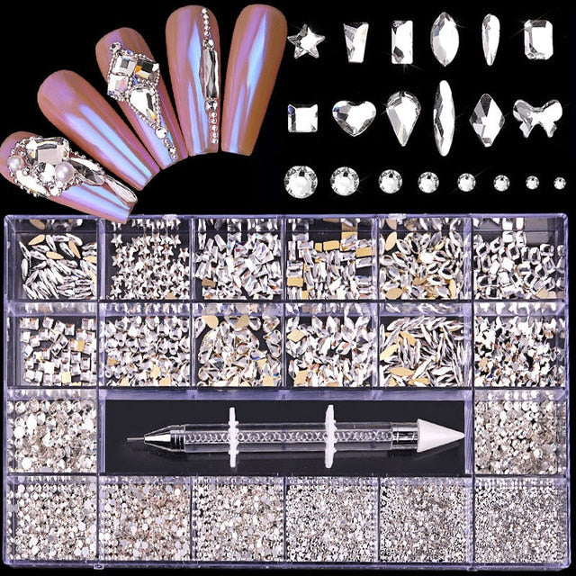 Rhinestone Set with Tool 3100pcs-PINK color - Master Nail Supply 