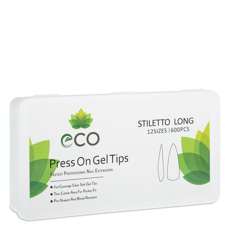 Eco Press On Gel Tips (Stiletto Long) - 600pcs - Master Nail Supply 
