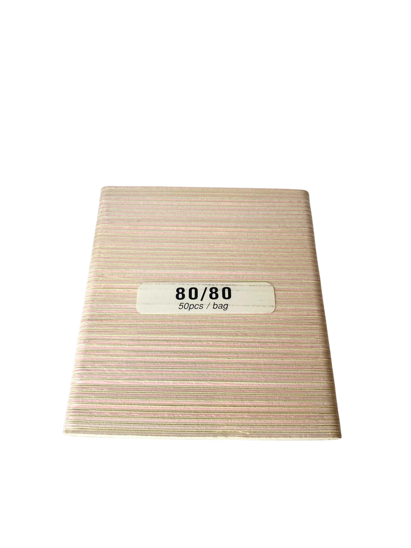 White-Pink File 80/80 USA - 50pcs - Master Nail Supply 