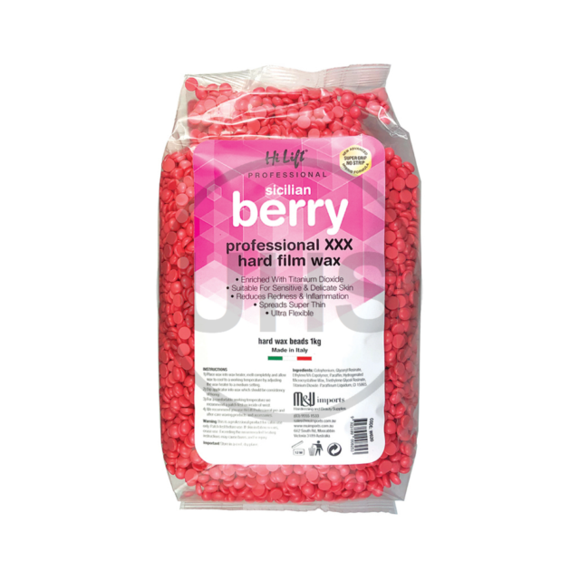 Hi Lift Hard Wax Beads 1kg Berry - Master Nail Supply 